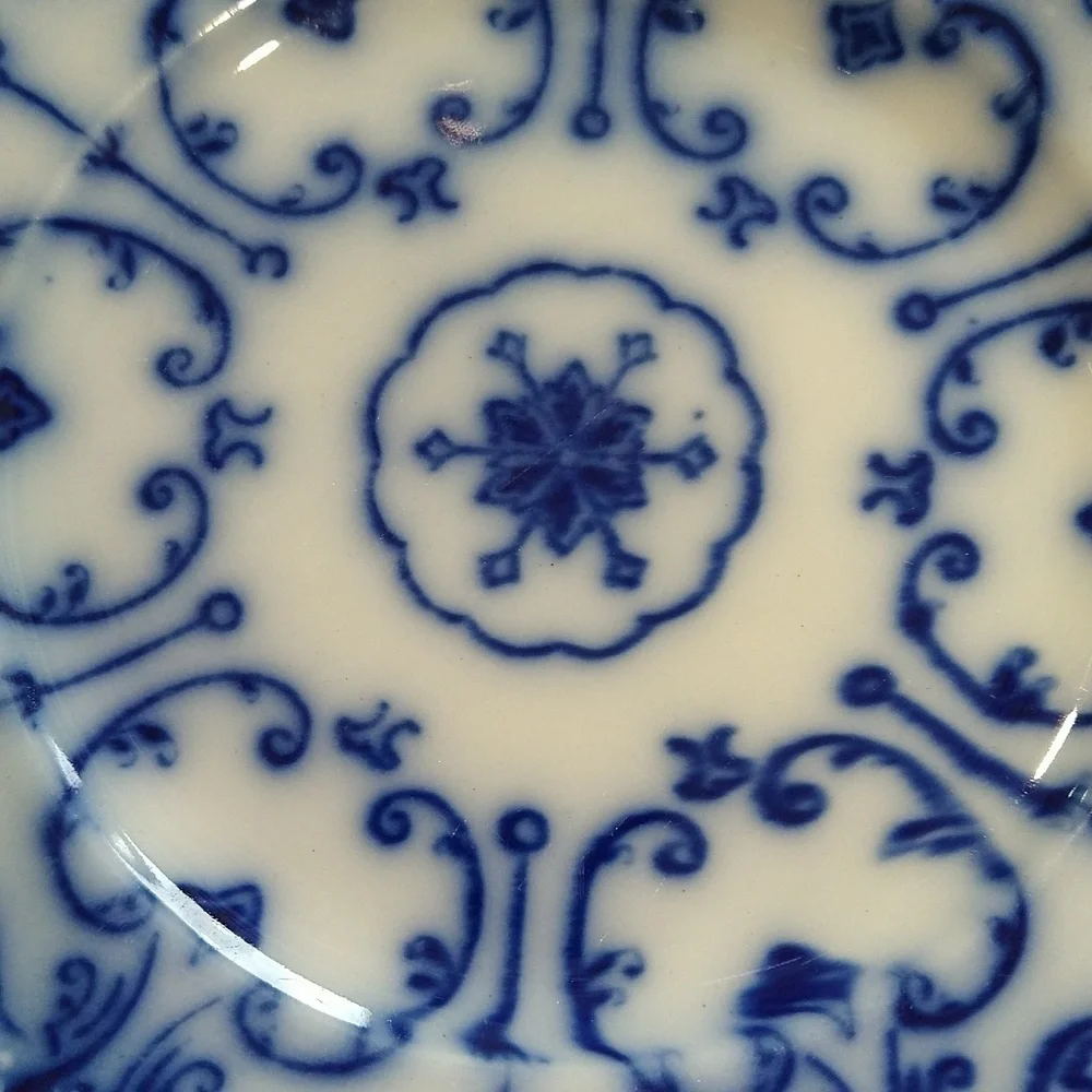 Conway English semi-porcelain salad butter dessert plate flow blue New Wharf 7